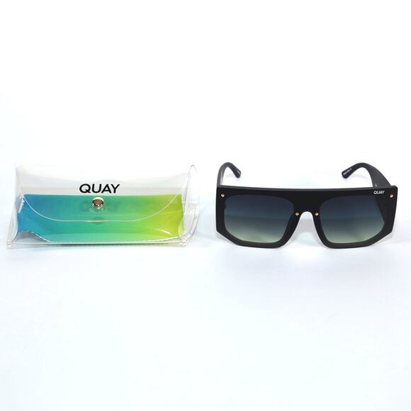 Quay Australia FULLY BOOKED Shield Sunglasses - Matte Black/Smoke Green - NWT - Picture 10 of 11
